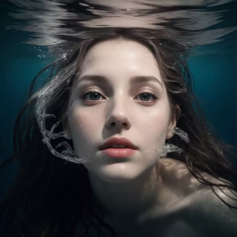 Mujer debajo del agua